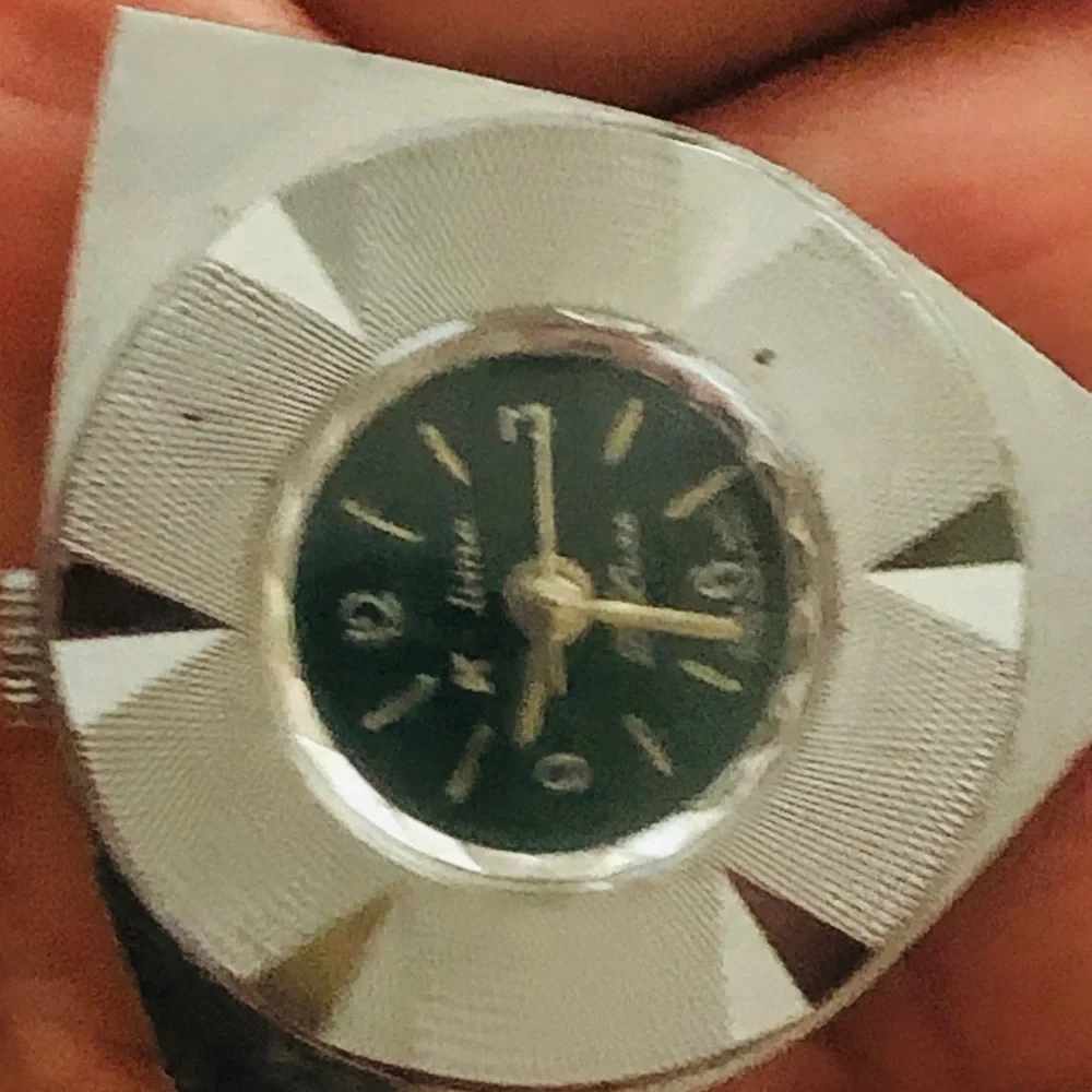 Vintage Style Silver Travel Alarm Clock with Green Dial